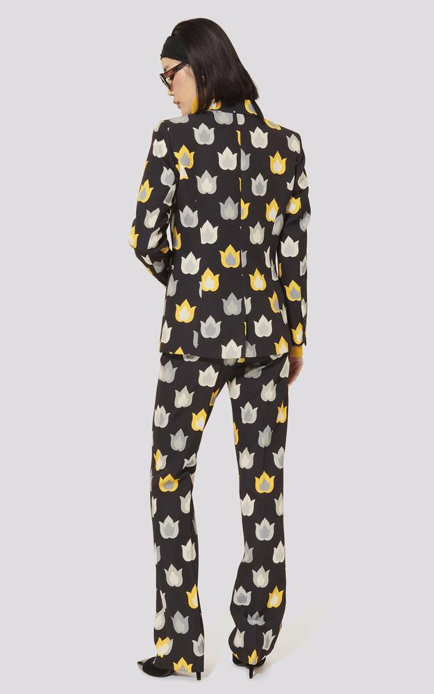 La Canadienne Veste Tailleur Noire Imprimée Flammes