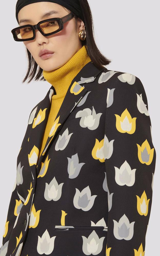 La Canadienne Veste Tailleur Noire Imprimée Flammes