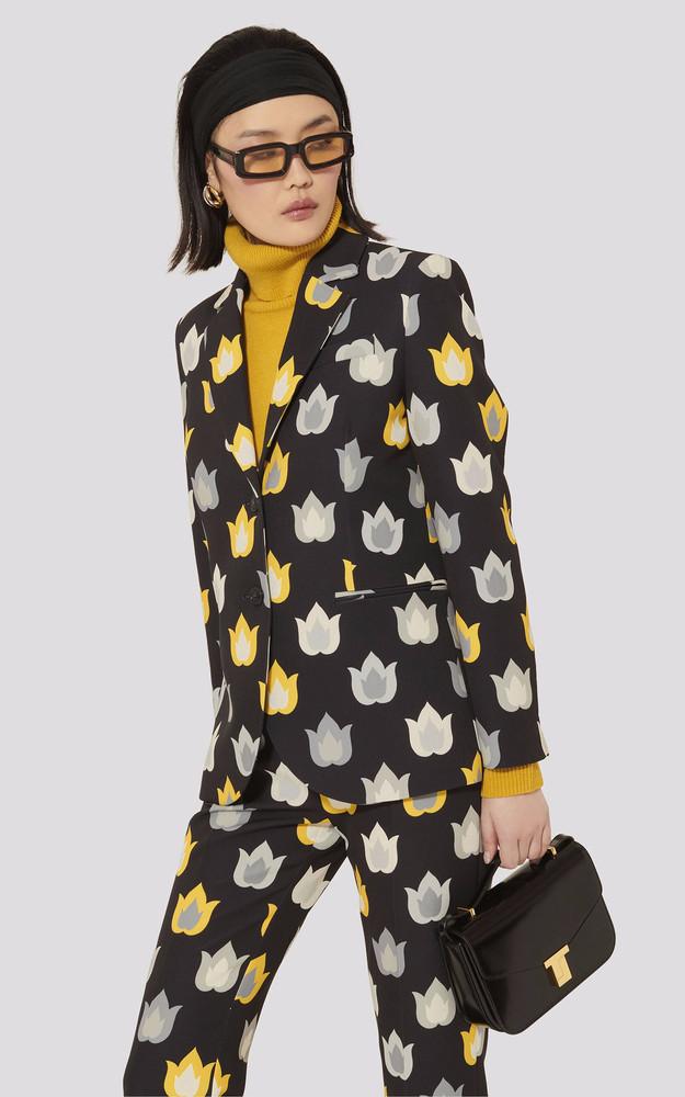 la canadienne Veste tailleur noire imprimée flammes