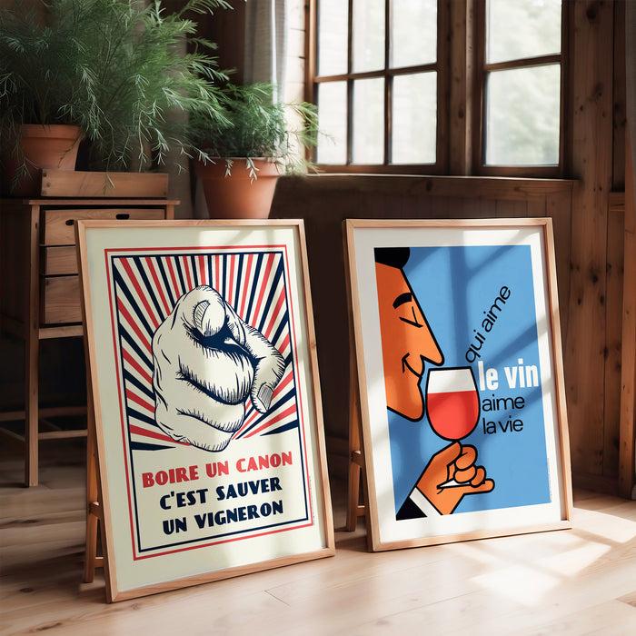 la carte des vins s'il vous plaît Duo Boire un Canon + Qui Aime le Vin (2 affiches 50x70cm)