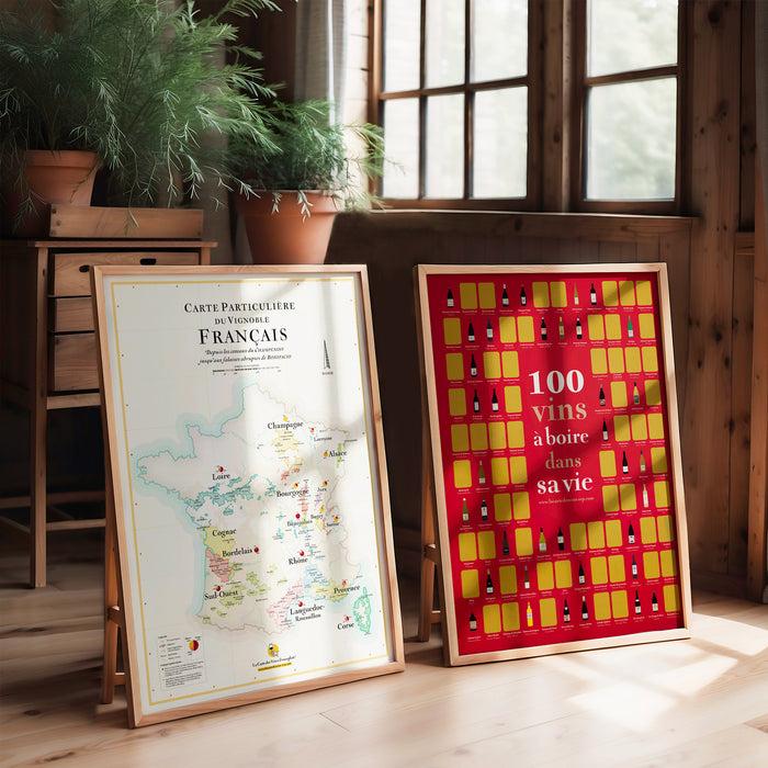 la carte des vins s'il vous plaît Duo France + 100 vins à Boire (2 affiches 50x70cm)