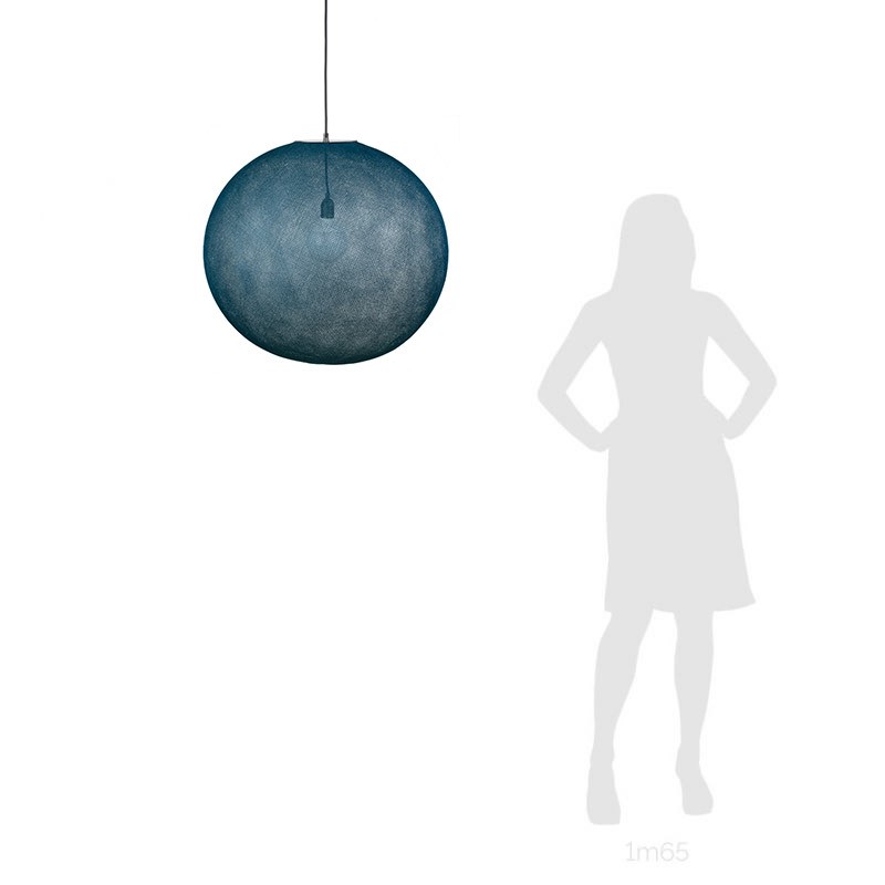 La Case De Cousin Paul Abat Jour Design Globe Light XXL Bleu Pétrole Ø 67cm