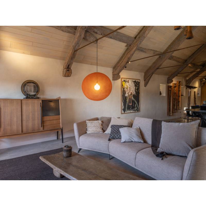 La Case De Cousin Paul Abat-jour Globe Havane 50 Et Sa Suspension