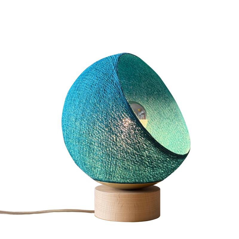 La Case De Cousin Paul Bebop Lampe De Table Avec Abat-jour à 360 Degrés Bleu Paon 17cm