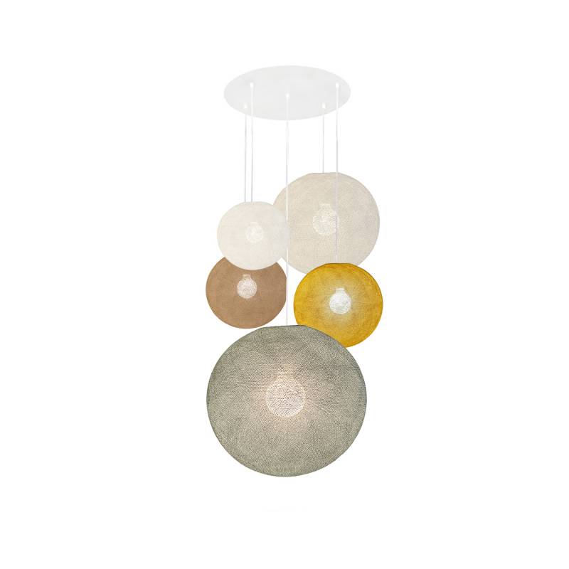 La Case De Cousin Paul Grand Plafonnier Blanc 5 Globes - Printemps
