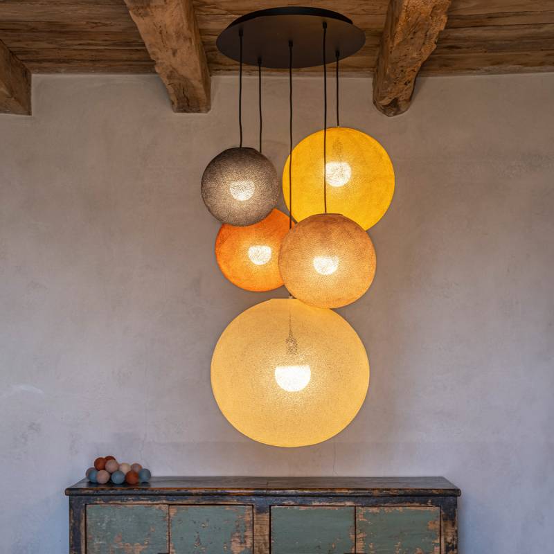 La Case De Cousin Paul Grand Plafonnier Noir 5 Globes - Hiver