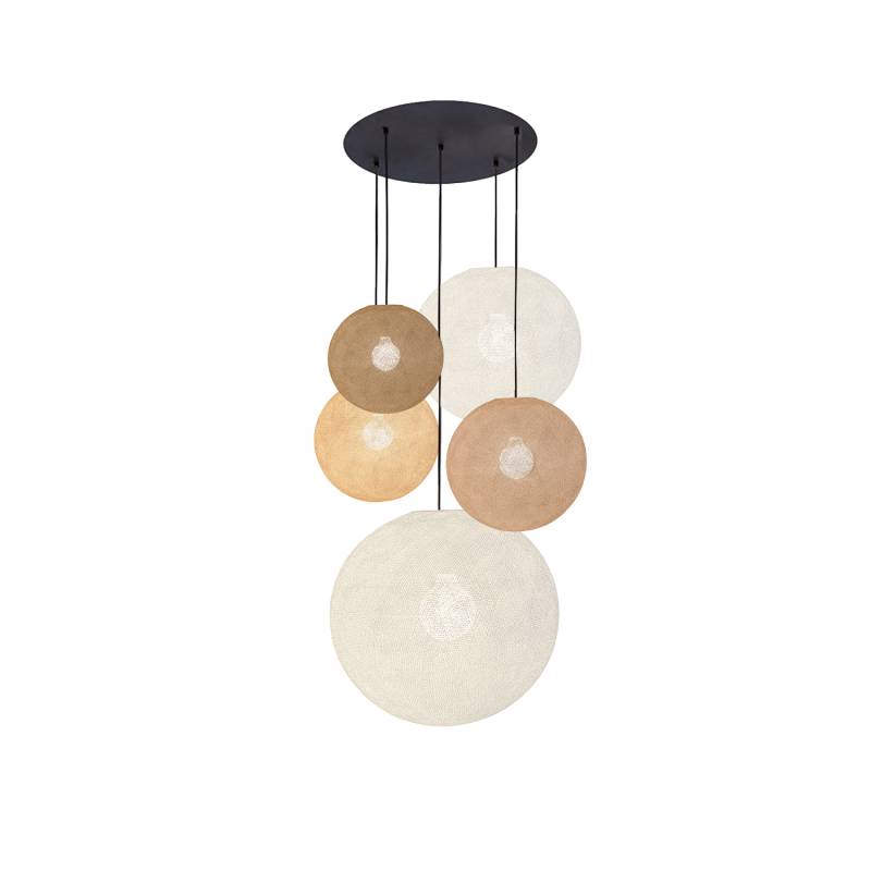 La Case De Cousin Paul Grand Plafonnier Noir 5 Globes - Mi Saison