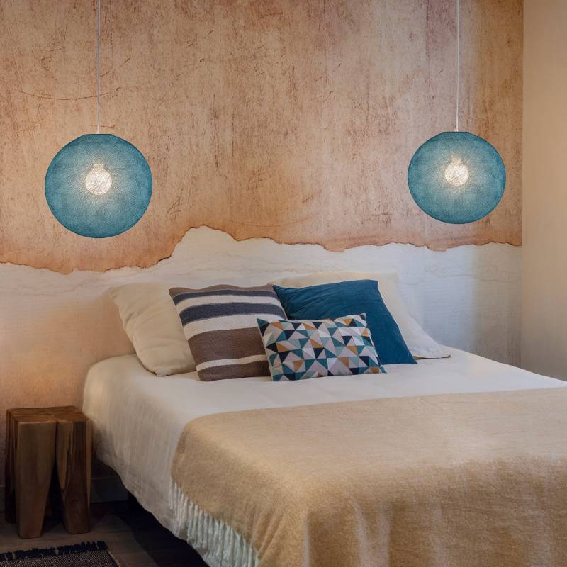 La Case De Cousin Paul Abat-jour Globe Bleu Paon