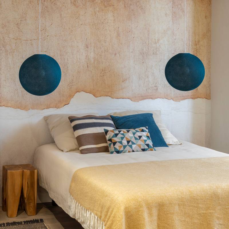 La Case De Cousin Paul Abat-jour Globe Bleu Paon