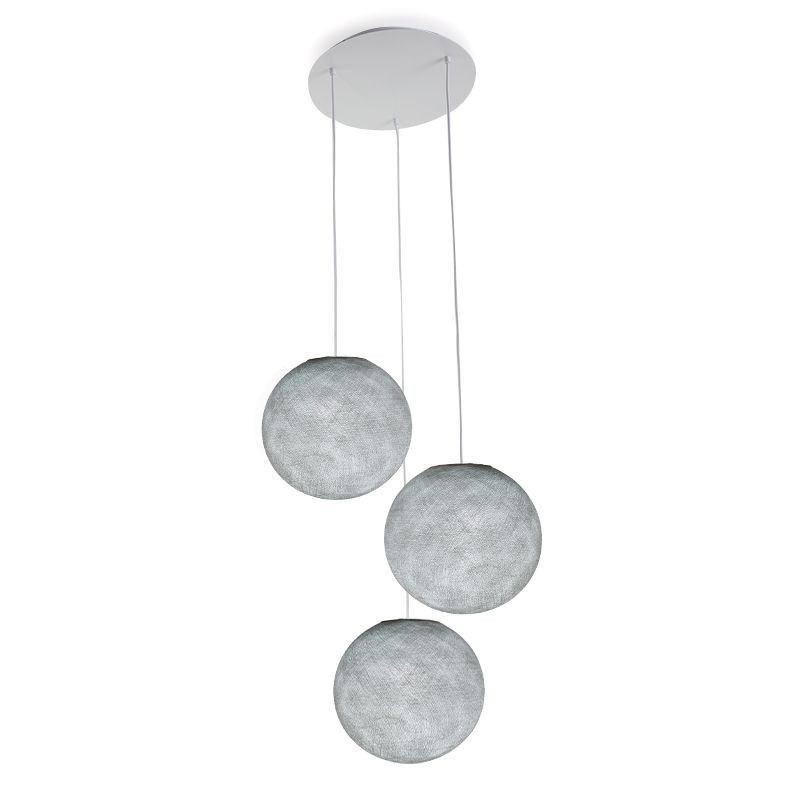 La Case De Cousin Paul Plafonnier 3 Blanc Globes S Uni Gris Perle