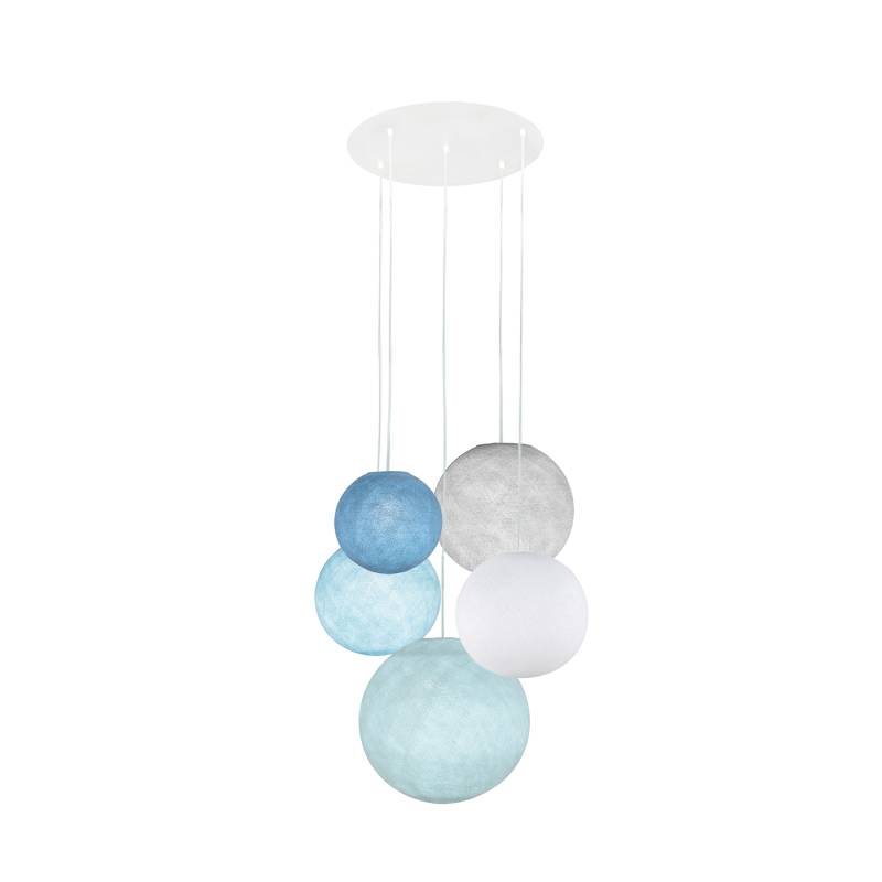 La Case De Cousin Paul Plafonnier 5 Blanc Globes - Bleu