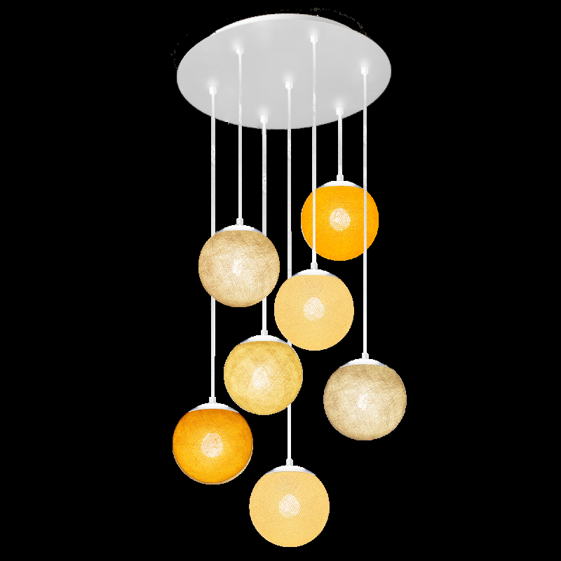La Case De Cousin Paul Plafonnier Apapa Blanc 7 Globes - Coloris Chauds