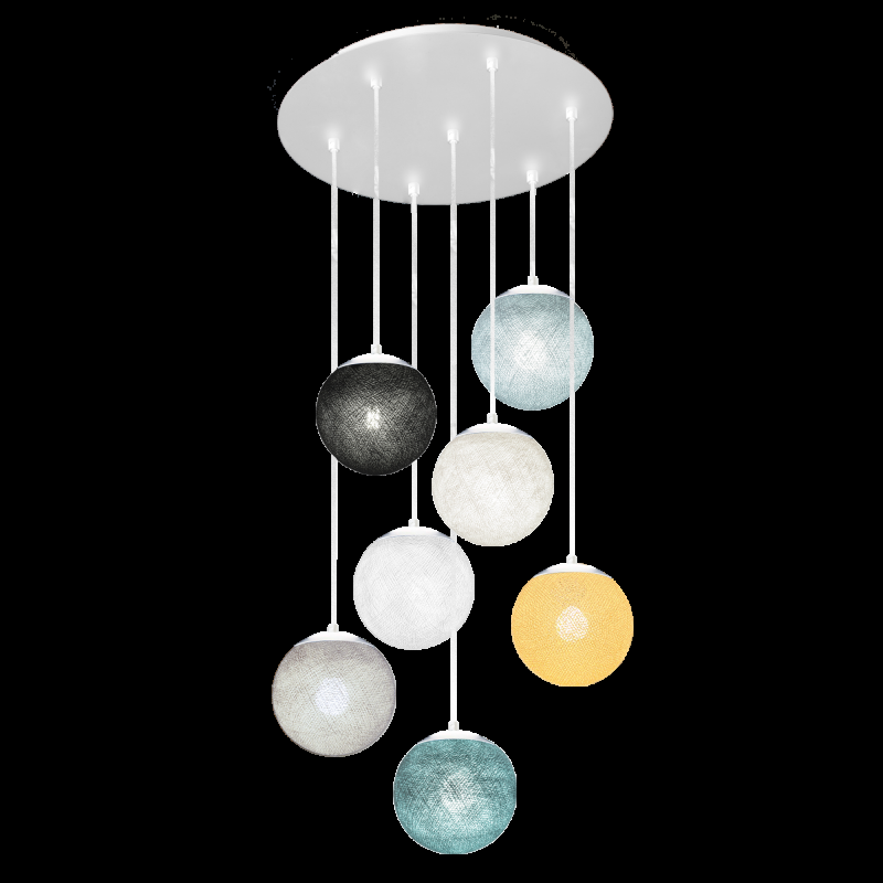 La Case De Cousin Paul Plafonnier Apapa Blanc 7 Globes - Gris