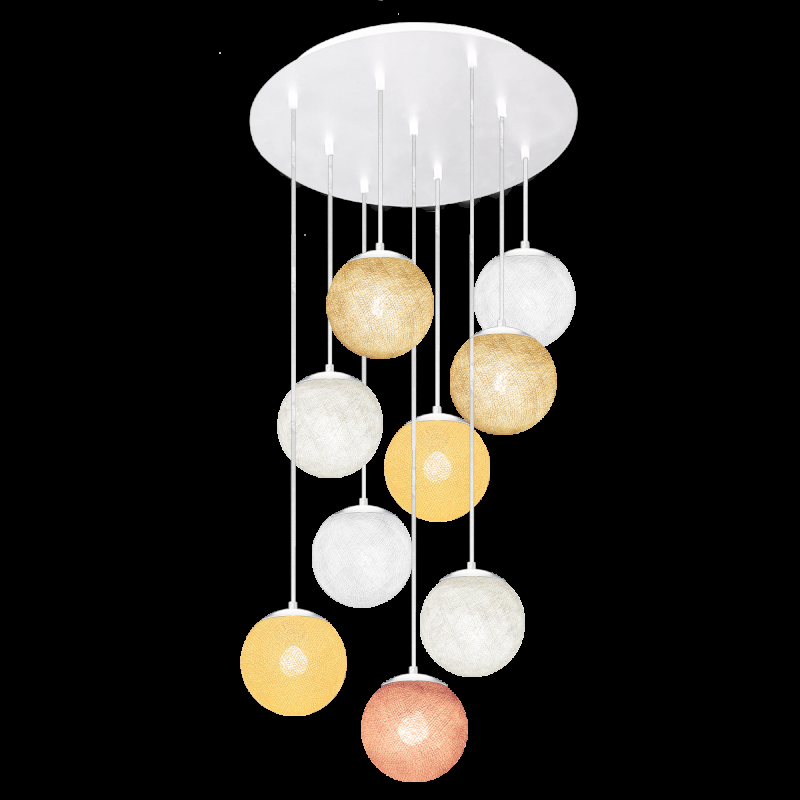 La Case De Cousin Paul Plafonnier Apapa Blanc 9 Globes - Beige