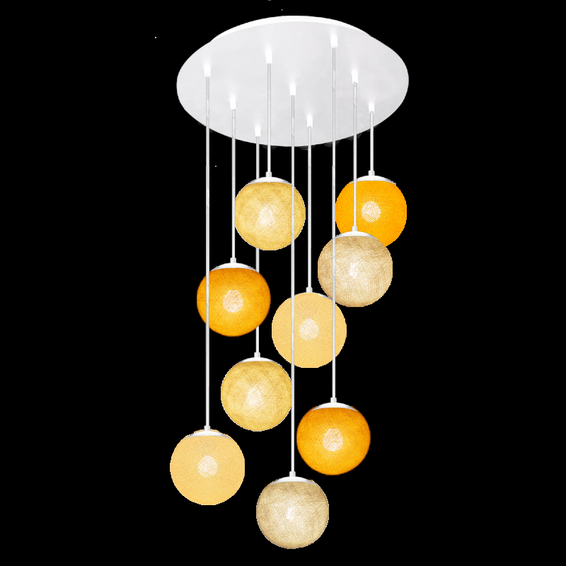 La Case De Cousin Paul Plafonnier Apapa Blanc 9 Globes - Coloris Chauds