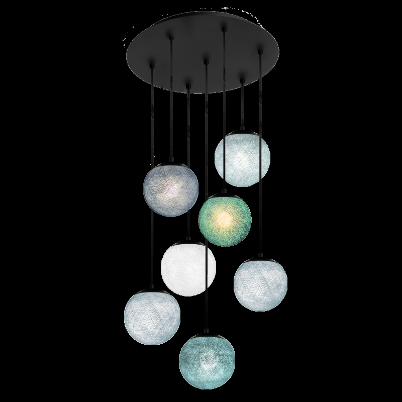 La Case De Cousin Paul Plafonnier Apapa Noir 7 Globes - Bleu