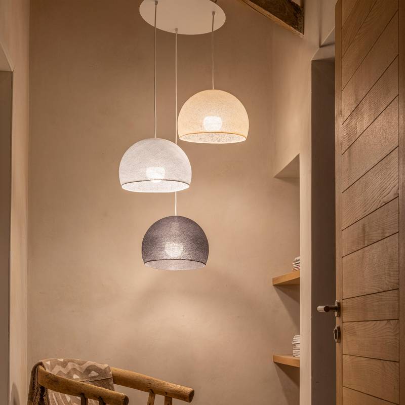 La Case De Cousin Paul Plafonnier Blanc 3 Coupoles 31 Anthracite - Gris Perle - écru