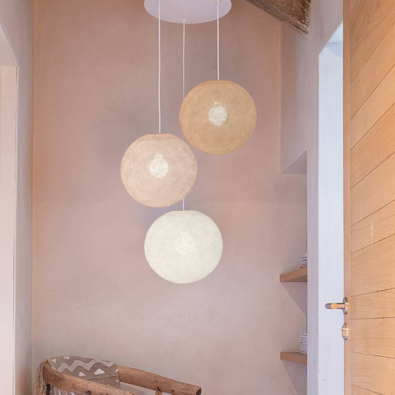 La Case De Cousin Paul Plafonnier Blanc 3 Globes 31 Nude - Dragée - Blanc