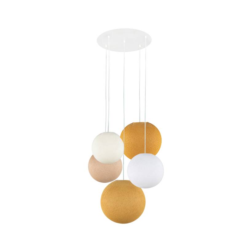 la case de cousin paul Plafonnier blanc 5 globes - Beige