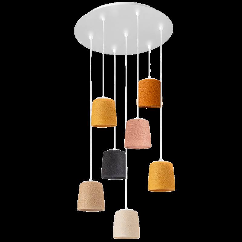 la case de cousin paul Plafonnier blanc 7 abat-jours Swing - Naturel