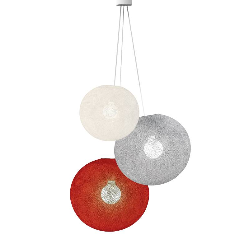 La Case De Cousin Paul Suspension 3 Globes - Blanc - Perle - Rouge