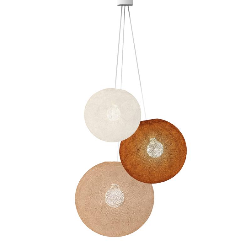 La Case De Cousin Paul Suspension 3 Globes - Ecru - Havane - Nude