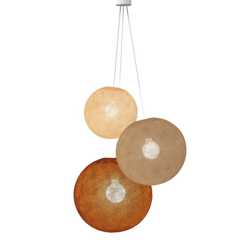 La Case De Cousin Paul Suspension 3 Globes Lin - Sable - Havane