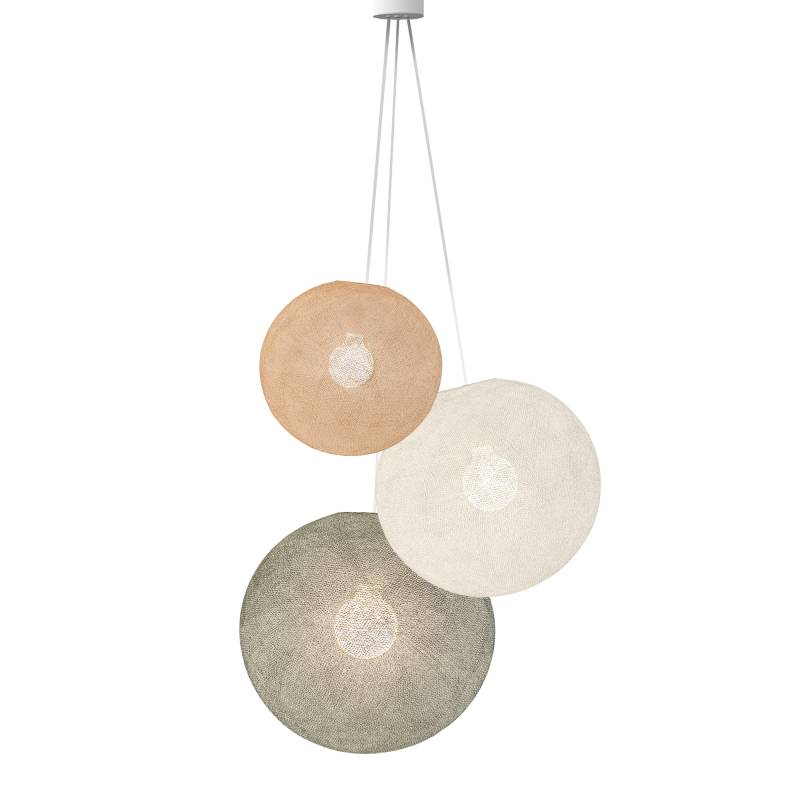 La Case De Cousin Paul Suspension 3 Globes - Nude - Ecru - Vert De Gris