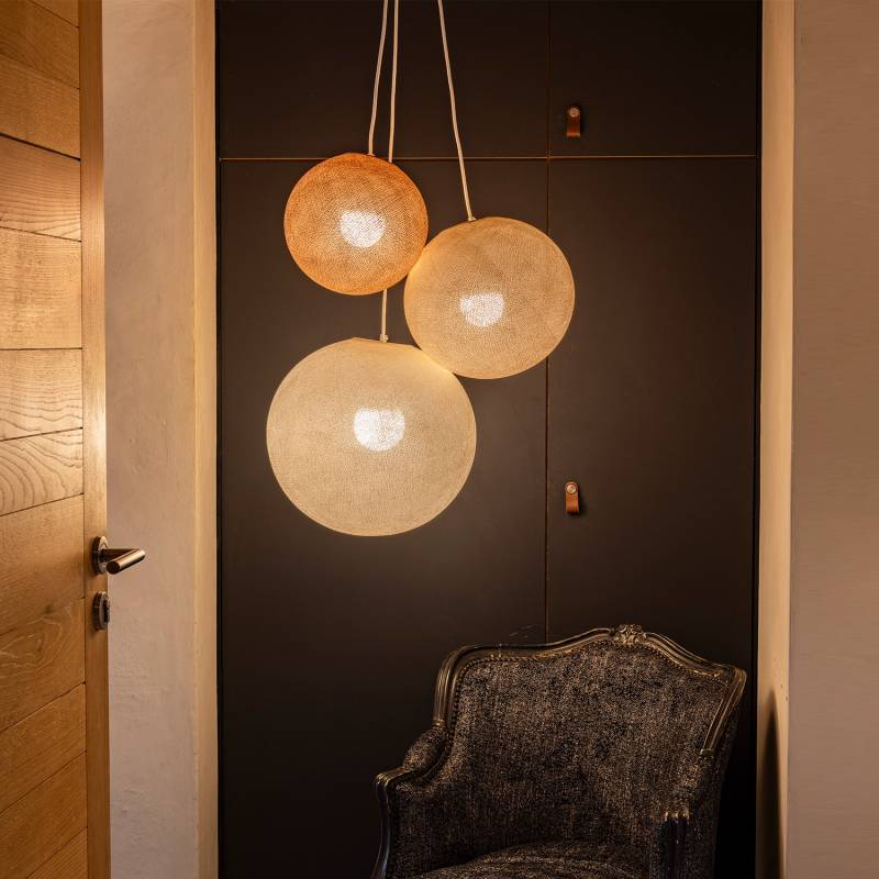 La Case De Cousin Paul Suspension 3 Globes Nude - Lin - écru