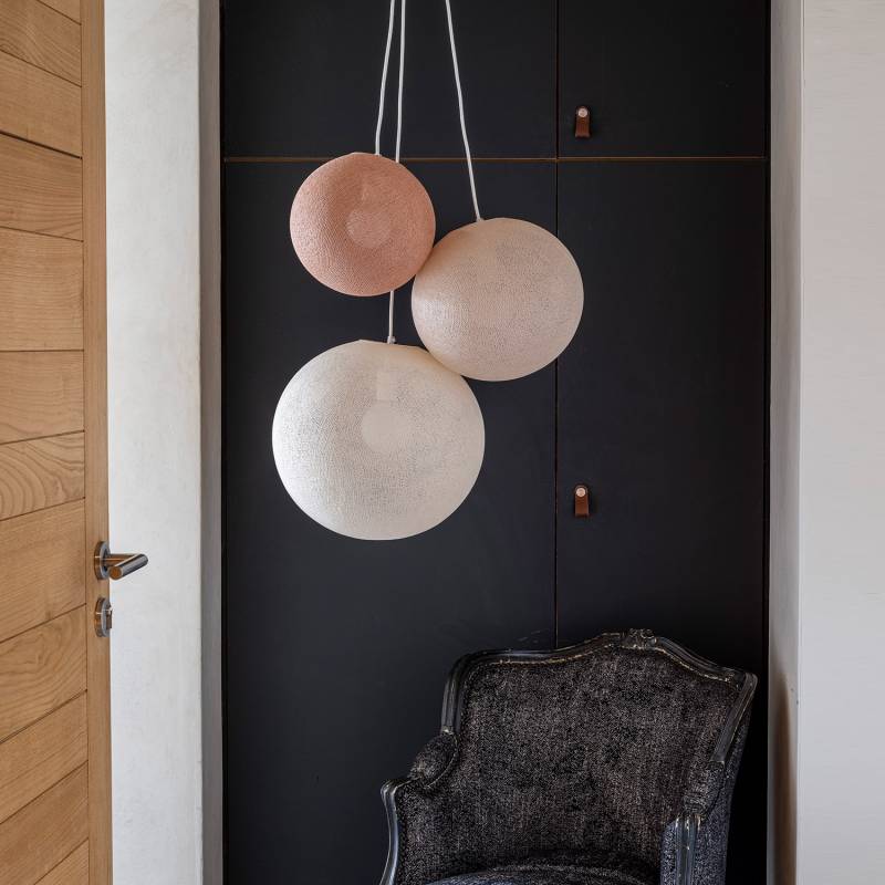 La Case De Cousin Paul Suspension 3 Globes Nude - Lin - écru