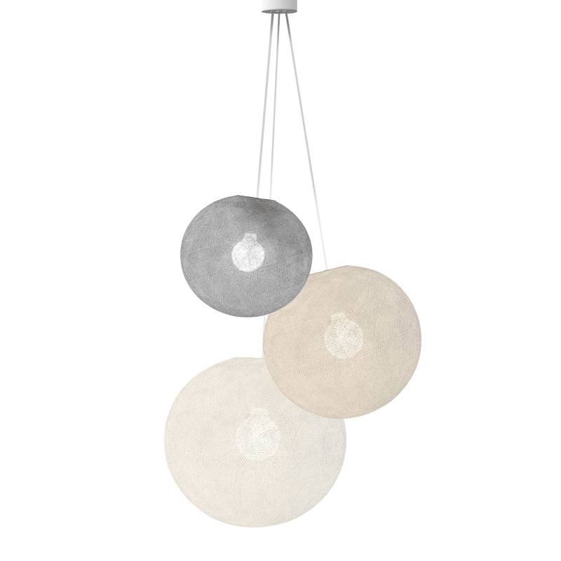 La Case De Cousin Paul Suspension 3 Globes - Perle - Ecru - Blanc