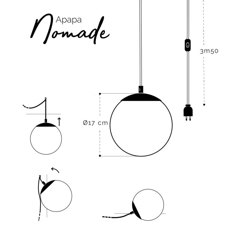 La Case De Cousin Paul Suspension Nomade Apapa - Nude - Interrupteur Côté Prise