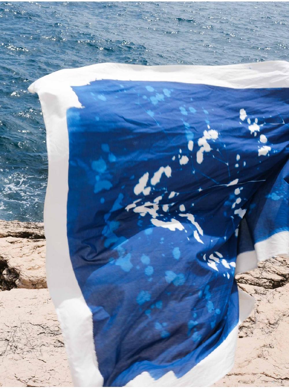 La Cerise Sur Le Gâteaux Paréo Cyanotype 100% Voile De Coton Bio