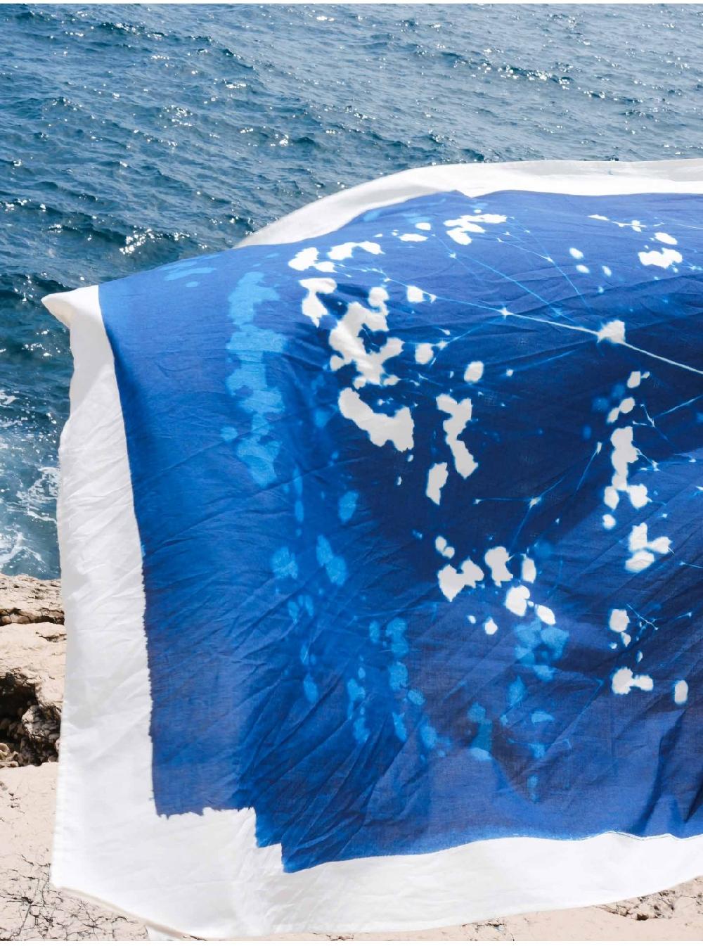 La Cerise Sur Le Gâteaux Paréo Cyanotype 100% Voile De Coton Bio