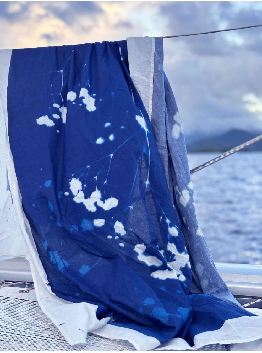 La Cerise Sur Le Gâteaux Paréo Cyanotype 100% Voile De Coton Bio
