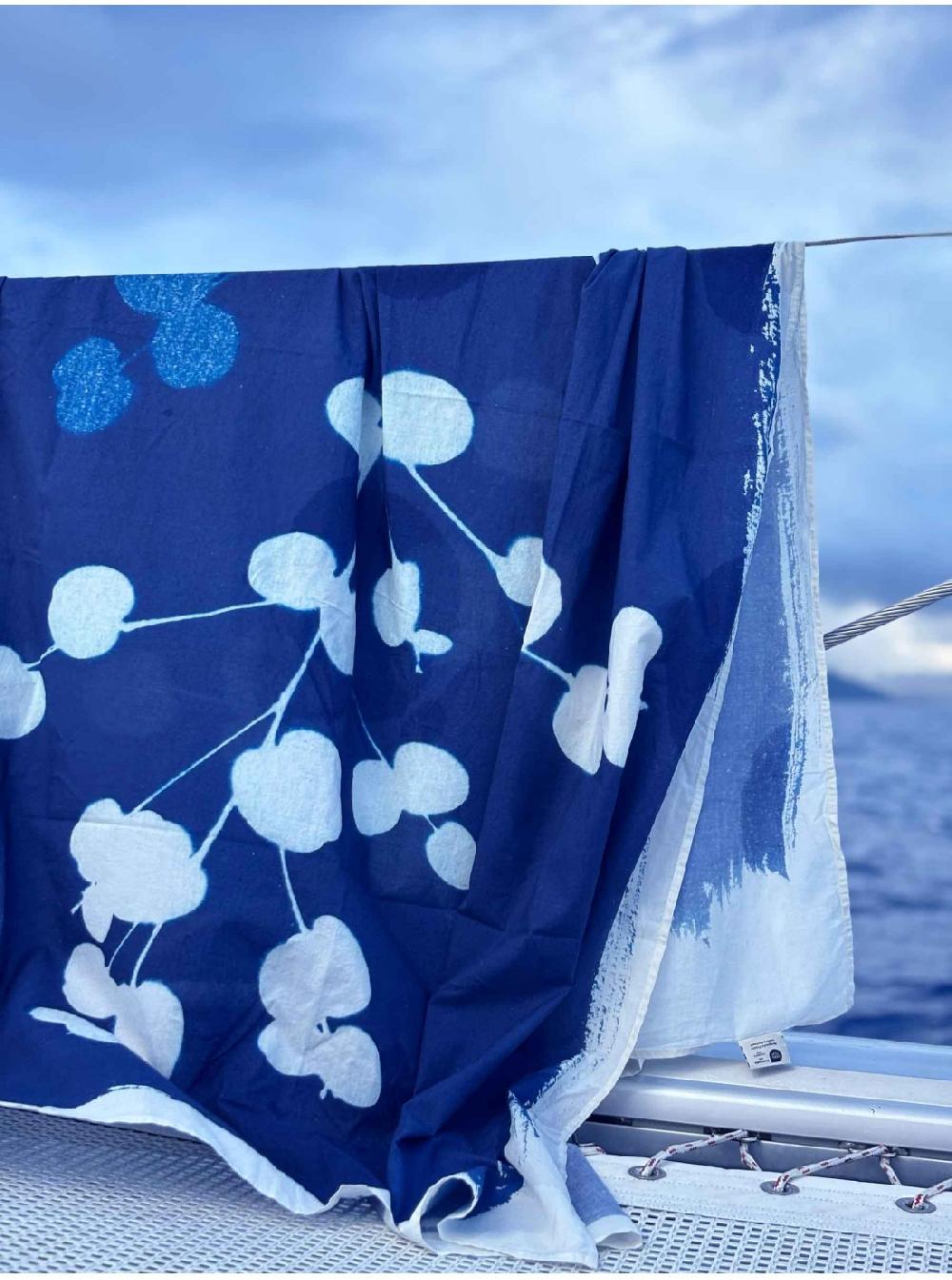 La Cerise Sur Le Gâteaux Paréo Cyanotype 100% Voile De Coton Bio