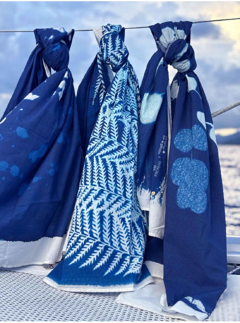 La Cerise Sur Le Gâteaux Paréo Cyanotype 100% Voile De Coton Bio