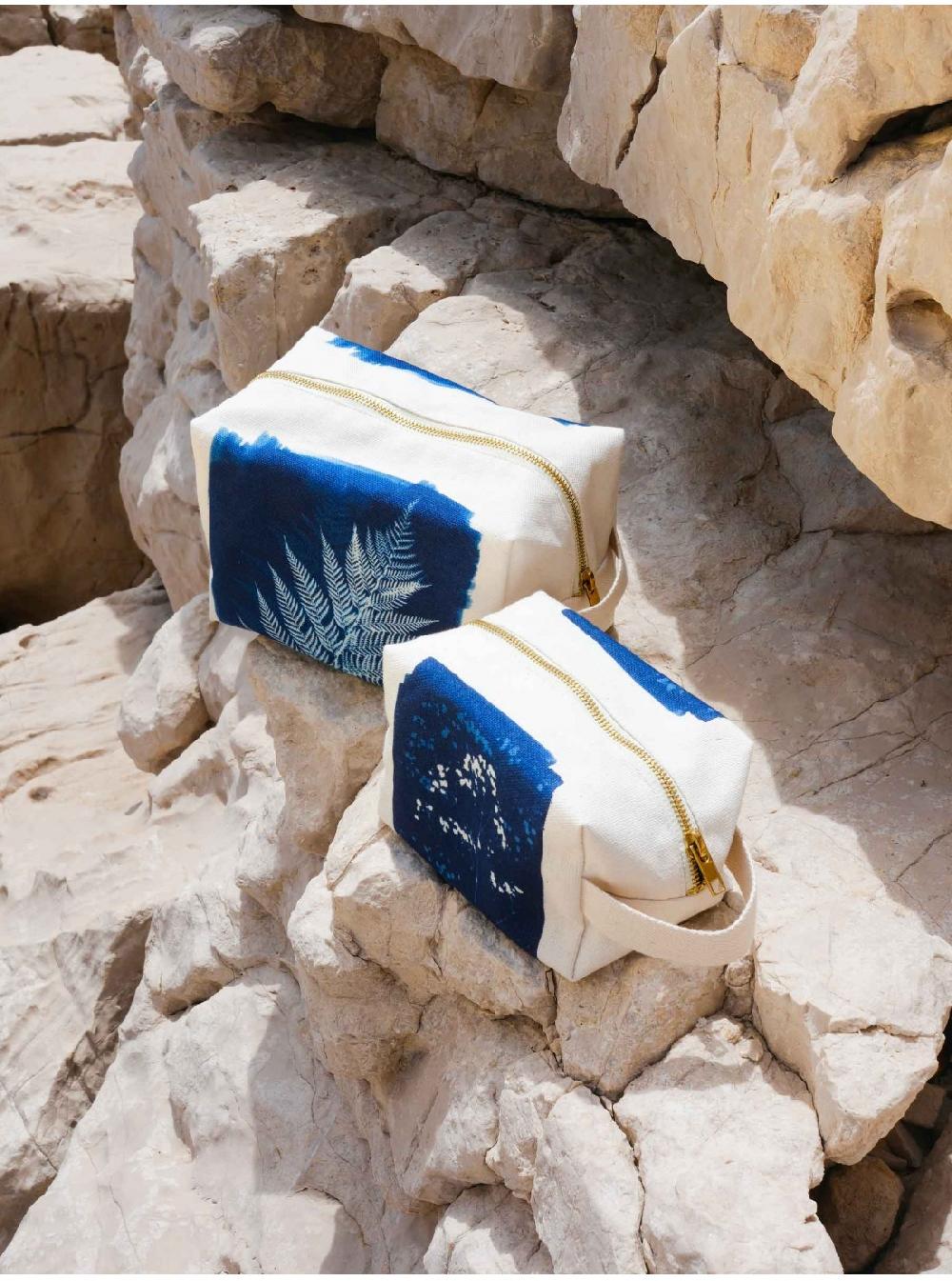 La Cerise Sur Le Gâteaux Petite Trousse Cube Cyanotype Gypso 100% Coton Bio