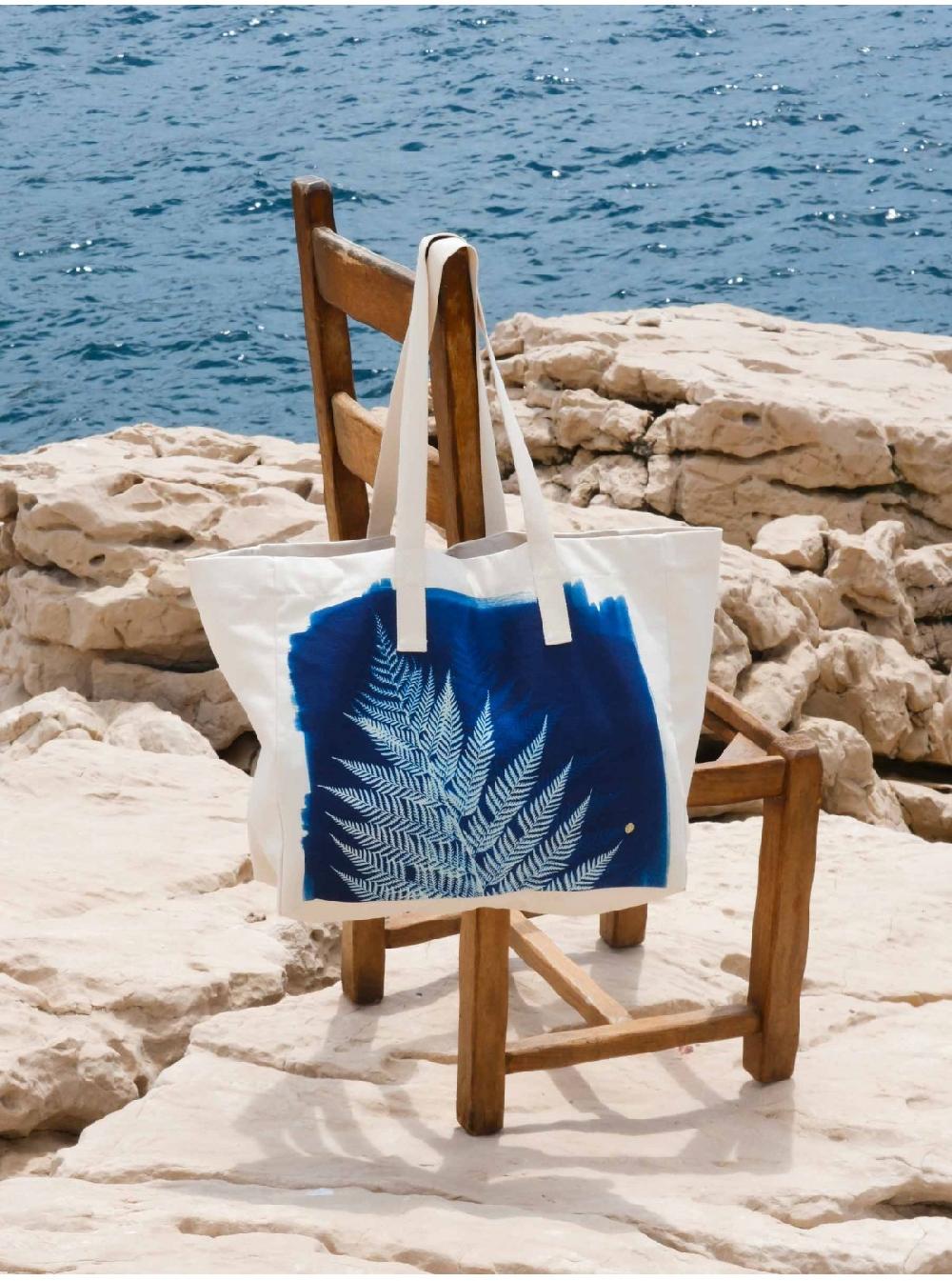 la Cerise Sur Le Gâteaux Sac Cabas Cyanotype 100% Coton Bio