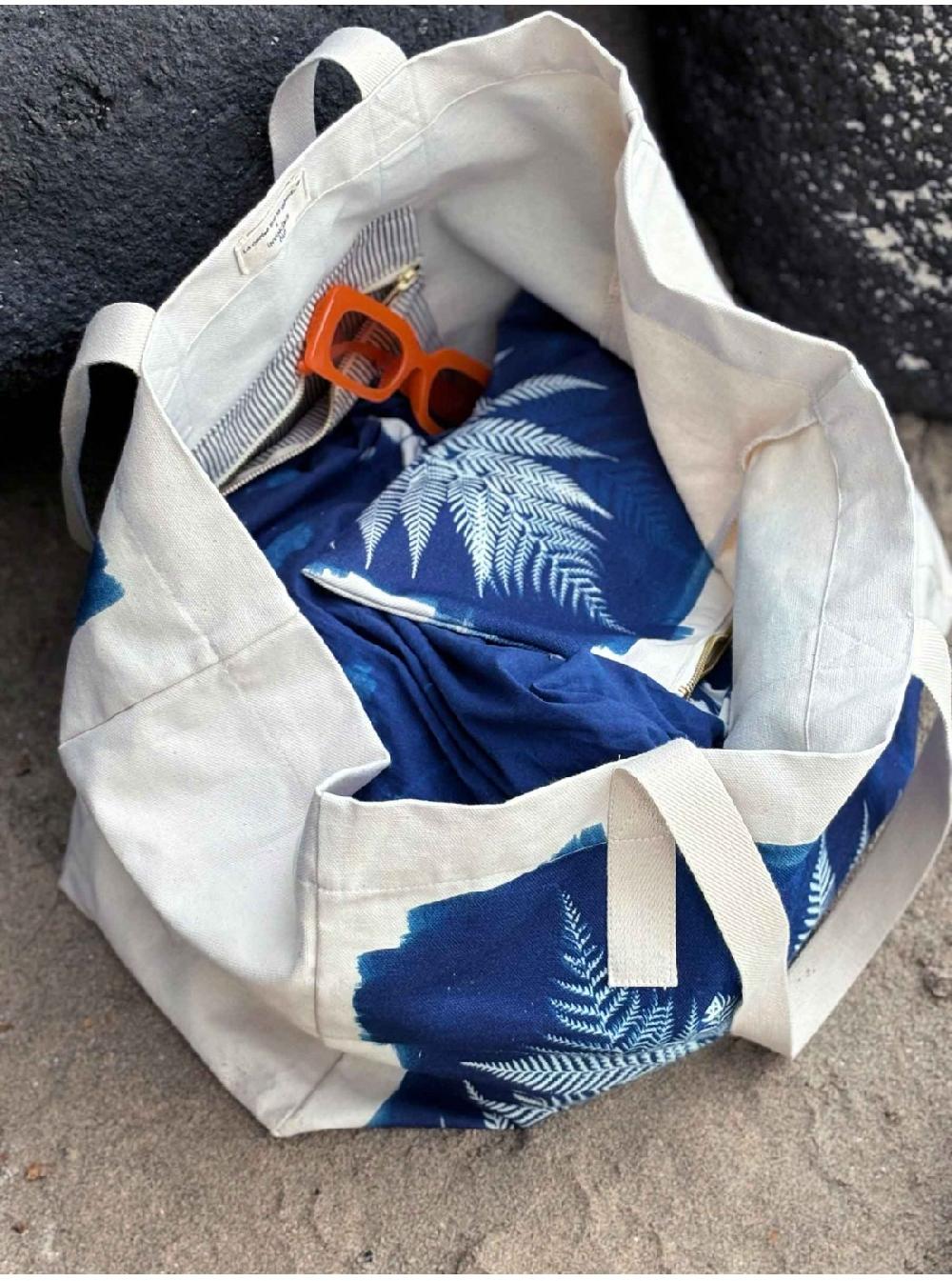 la Cerise Sur Le Gâteaux Sac Cabas Cyanotype 100% Coton Bio