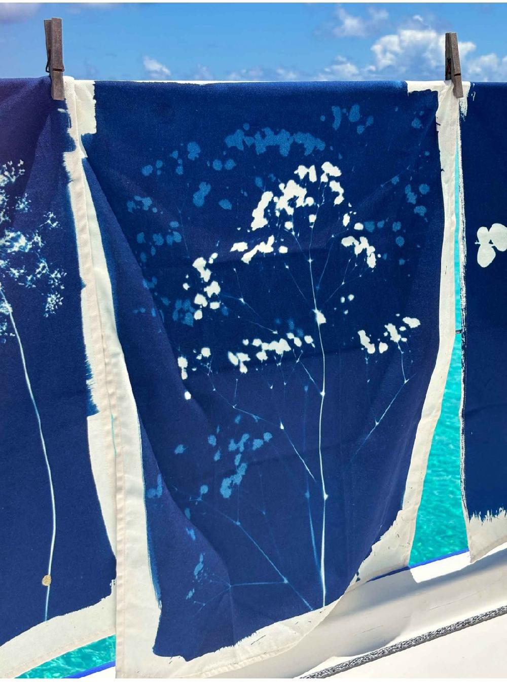 La Cerise Sur Le Gâteaux Torchon Cyanotype 100% Coton Bio