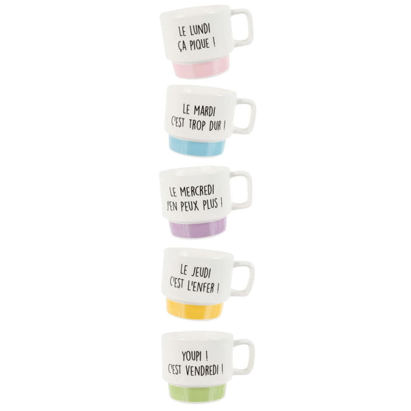 La Chaise Longue COFFRET DE 5 TASSES À CAFÉ SEMAINE