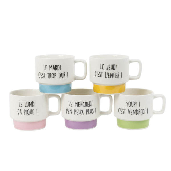 La Chaise Longue COFFRET DE 5 TASSES À CAFÉ SEMAINE