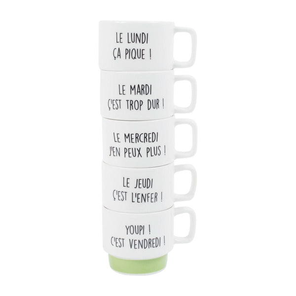 La Chaise Longue COFFRET DE 5 TASSES À CAFÉ SEMAINE