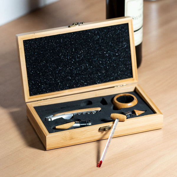 la chaise longue COFFRET FIBRE BOIS NATUREL DE SERVICE VIN 5 PCS