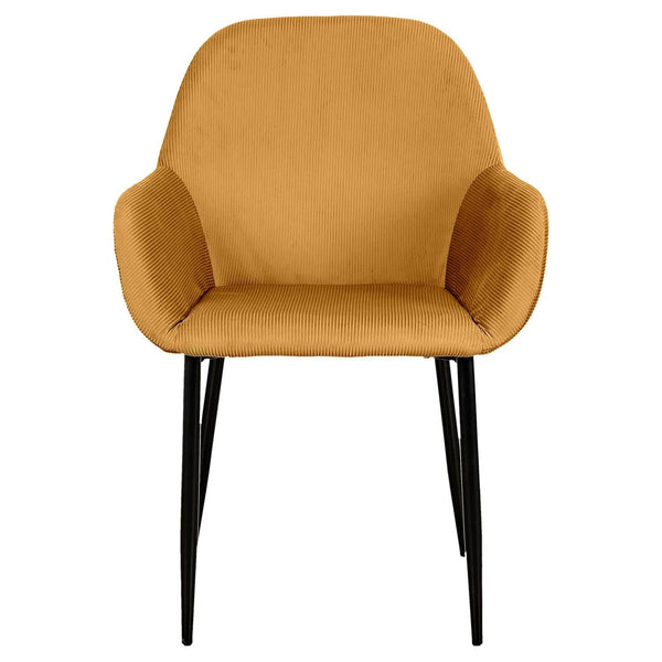La Chaise Longue FAUTEUIL GIULIA JAUNE MOUTARDE VELOURS COTELE - Lot De 2