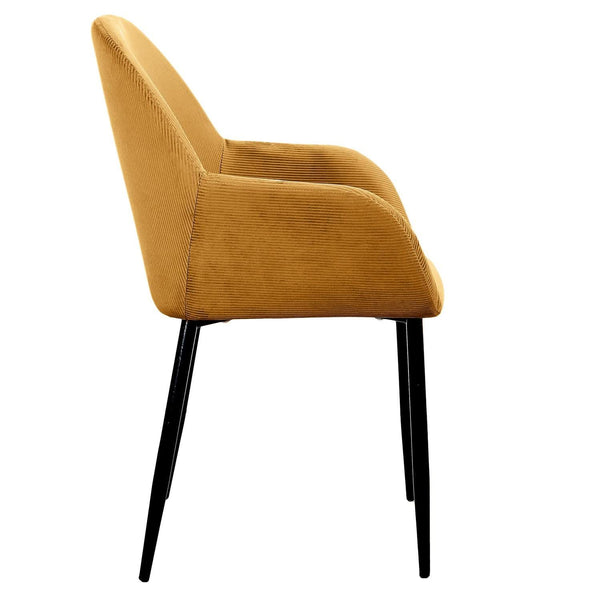 La Chaise Longue FAUTEUIL GIULIA JAUNE MOUTARDE VELOURS COTELE - Lot De 2