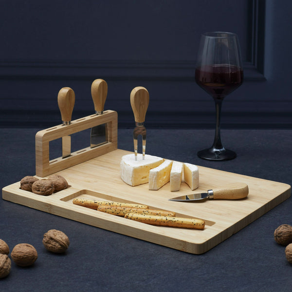 la chaise longue PLANCHE A FROMAGE 4 COUTEAUX BAMBOU
