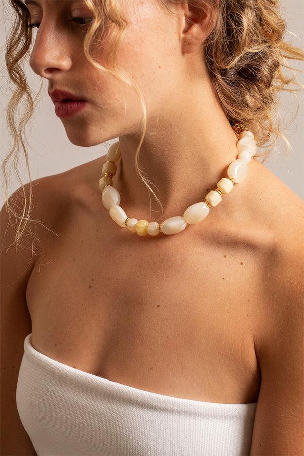La Coque Française Bijoux Collier Constance Beige 40 Cm
