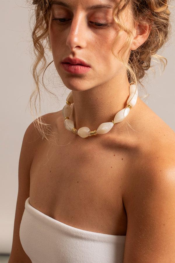 La Coque Française Bijoux Collier Lorelei Beige 40 Cm